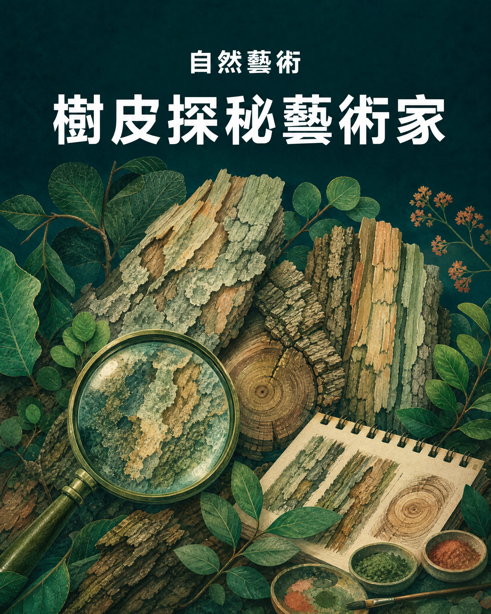 自然藝術 樹皮探祕藝術家課程插畫